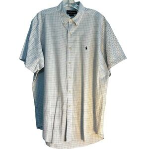 Ralph Lauren Yarmouth Short Sleeve Button Down Shirt Large 16-1/2” White Plaid